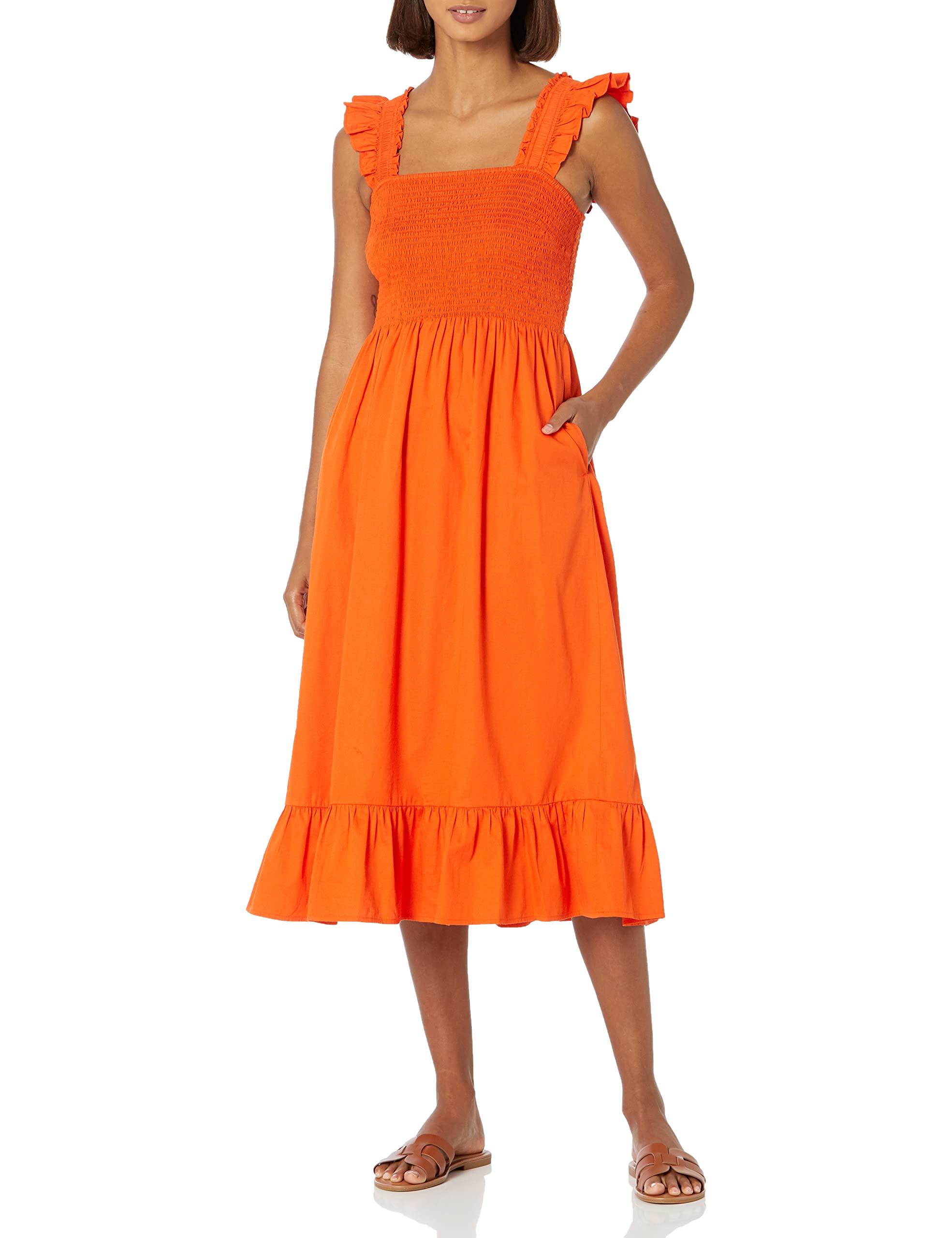 The Drop, Kimi Women's Ruffled Shoulder Smocked Midi Dress