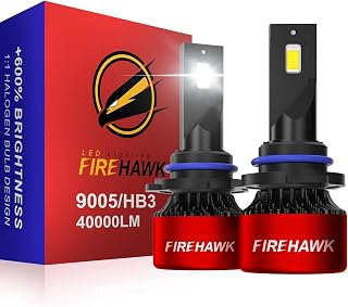 Firehawk 9005/HB3/H10/9145 LED Headlight Bulbs 40000LM 600% Brighter 6000K Cool White IP68 Waterproof Plug and Play Halogen Replacement Conversion Kit 2026 New, Pack of 2