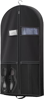 Lazebox 43" Travel Garment Bag with Accessories Zipper Pocket, Heavy Duty Suit Bag for Suits, Tuxedos, Dresses, Coats, Black, 1 pack