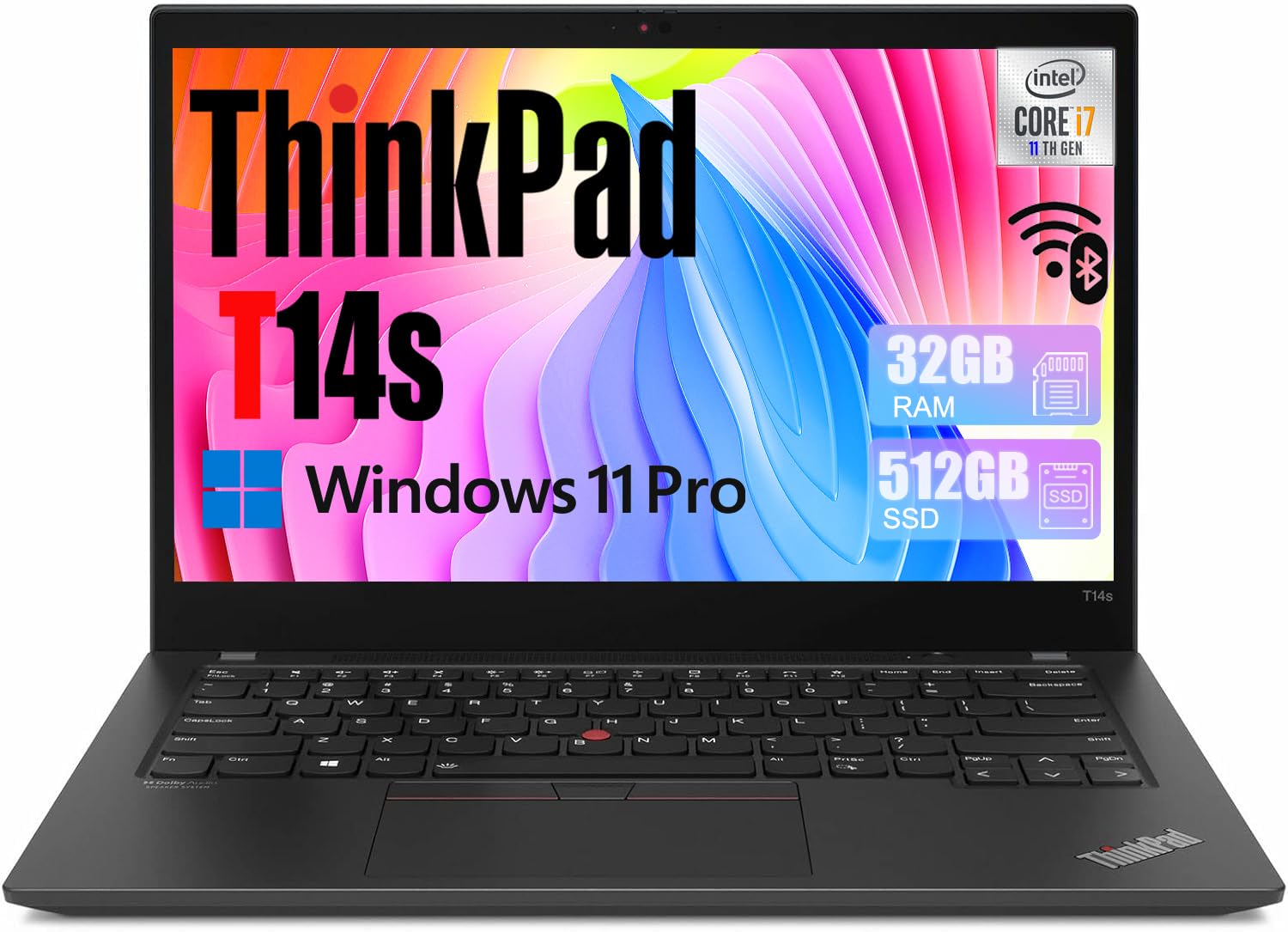 Lenovo ThinkPad T14s Gen 2 14-inch FHD Laptop Computer, Intel Core i7-1185G7, 32