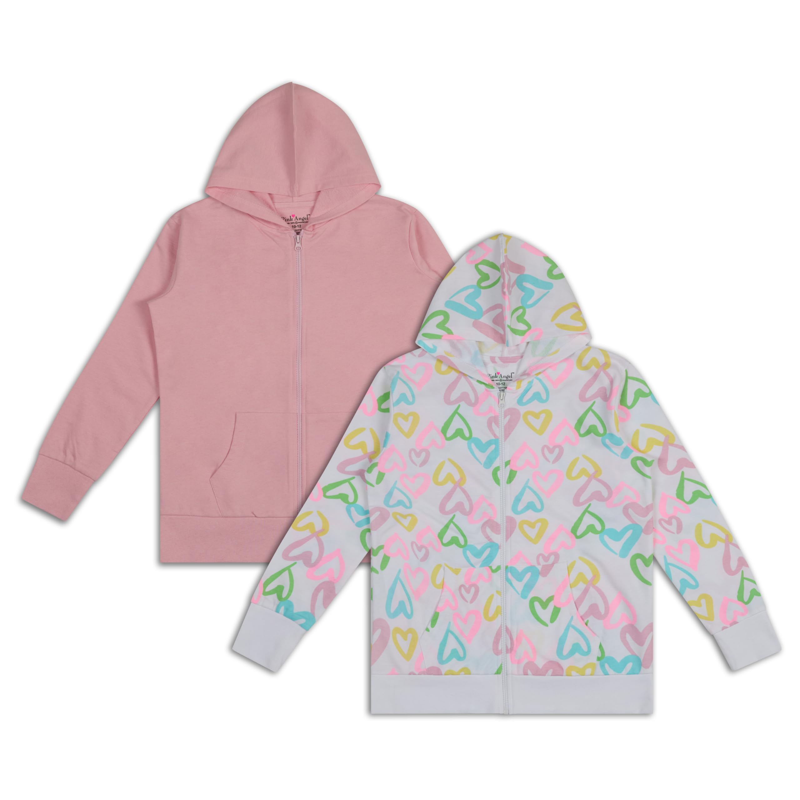 Pink Angel Little & Big Girls - Felpa con cappuccio e cerniera, alla moda, per b