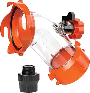 Camco Rhino Blaster RV Tank Rinser with Backflow Preventer, 45-Degree Elbow | Prevents Black Tank Odors &amp; Clogs - Features Clear Elbow for Visibility &amp; 360-Degree Swivel Fittings - (39080)