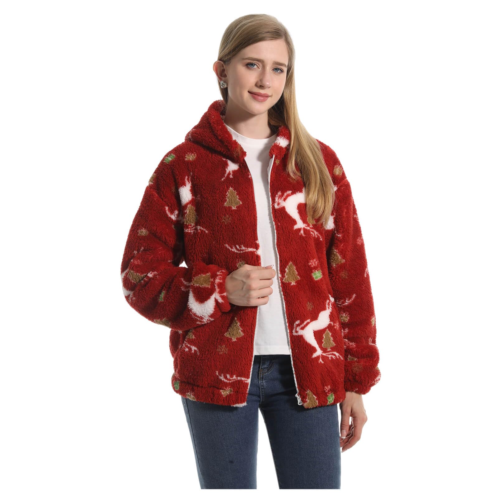 FELOVE Zip Up Fleece Hoodie for Men & Women, Cosy Warm Zip Hooded Jacket With Po