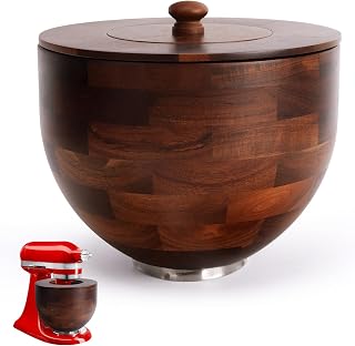 Wood Mixing Bowl Compatible with KitchenAid 4.5-5 Qt Tilt-Head Stand Mixer.