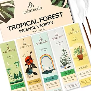 Tropical Forest Incense Sticks Variety Pack - 5 Scents, 60 Pet Safe Insence