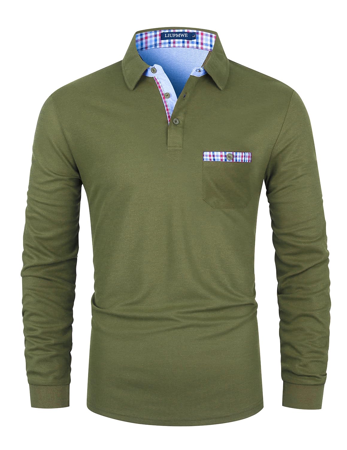 LIUPMWE Poloshirt Herren Langarm Getäfelt T Shirts Männer Hemd T-Shirt Slim Fit 