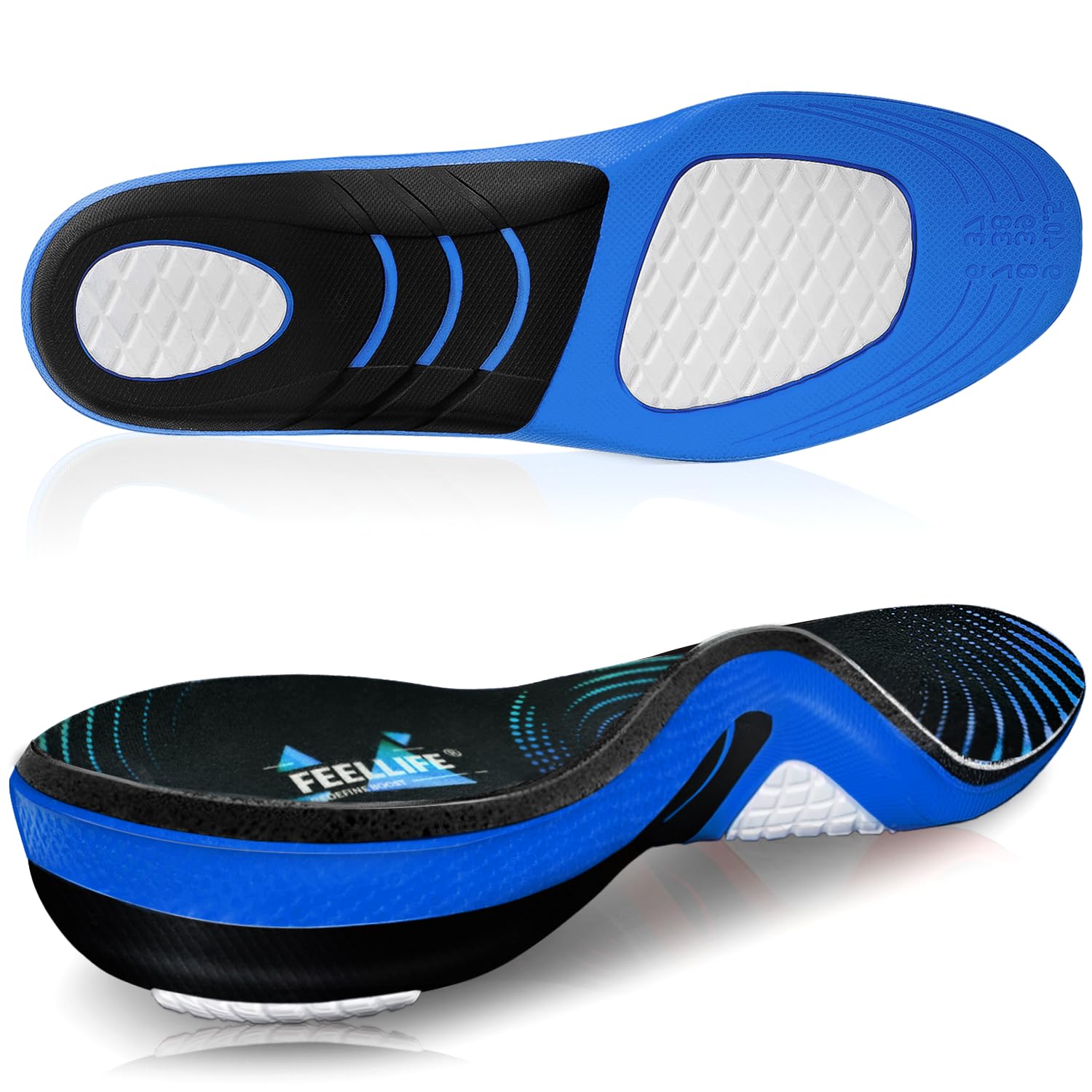 FEELLIFE Plantar Fasciitis Relief Shoe Insoles [1-Pair], Arch Support Insoles, R