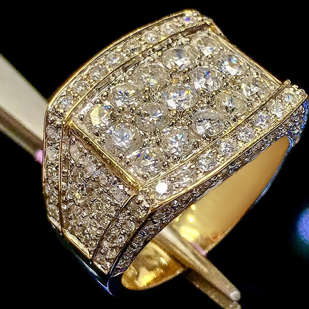 Gorgeous Gold Color Finger Rings for Women Luxury Party Jewelry with Bright Cubi