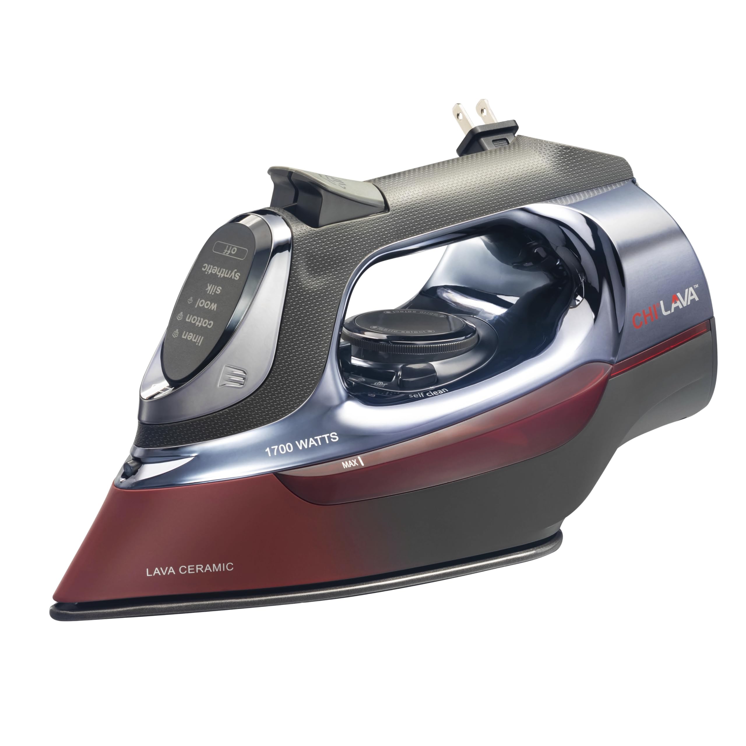 CHI Steam Iron for Clothes with 8' Retractable Cord, 1700 Watts, 3-Way Auto Shut