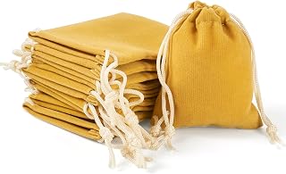 20 Small Velvet Drawstring Pouches 9x7cm for Necklace Bracelet Jewelry Velvet Jewelry Pouches Gift Wrapping Christmas Party Favour Shopping Supplies Gold