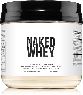 NAKED WHEY 1LB - Only 1 Ingredient, 100% Grass Fed Whey Protein Powder, Undenatured, No GMOs, No Soy, Gluten Free, Enhance Recovery - 15 Servings