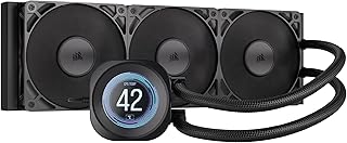 Corsair NAUTILUS 360 RS LCD Liquid CPU Cooler – 2.1" IPS LCD Screen, 360mm AIO, Low-Noise, Daisy-Chain, Intel LGA 1851/1700, AMD AM5/AM4 – 3x RS120 Fans Included – Black