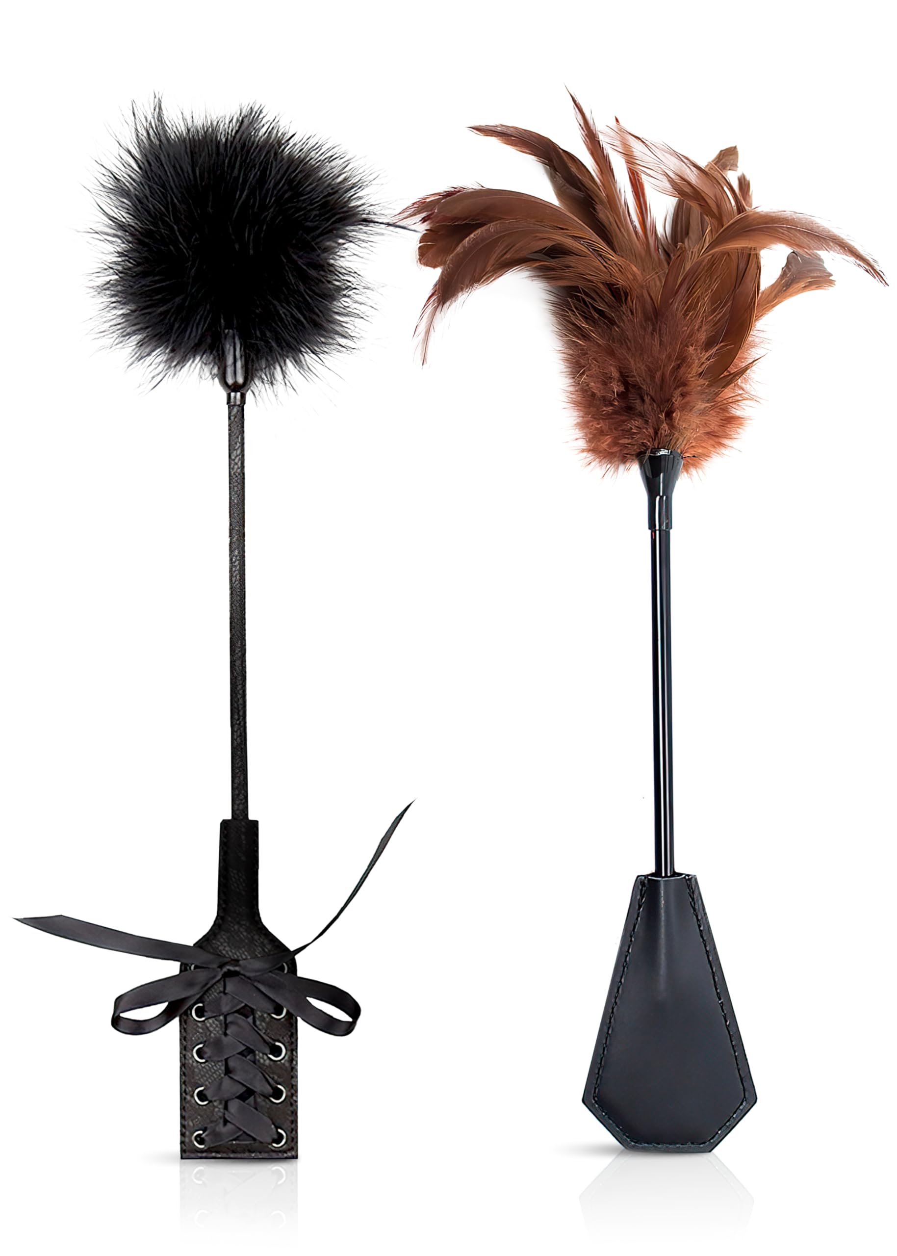 Feather Ticklers Crop Whip for Couples - Faux Feather Tickler for Play - 2pcs Se
