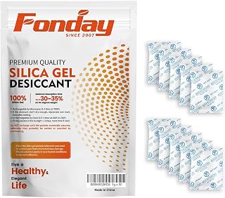 1 Gram 50 Packets Fonday Food Grade Silica Gel Desiccant Packs | Premium silica beads absorb moisture effectively, keeping snacks, jerky, spices & vitamins dry & fresh