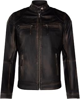 Infinity Leather Men's 100% Genuine Leather Zip Up Motorcycle Jacket