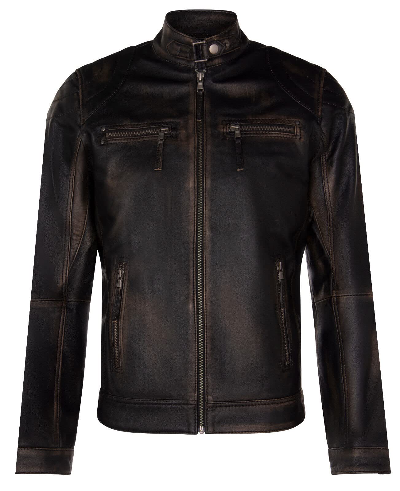 Infinity Leather Men's 100% Genuine Leather Zip Up Motorcycle Jacket