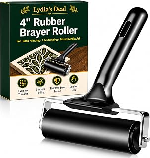 Rubber Brayer Roller, 4 Inch Block Printing Tool for Crafts, Art & Stamping | Create Smooth Block Prints and Stamped Designs for Crafts, Seasonal Projects, Fall DIY, Holiday and Handmade Creations
