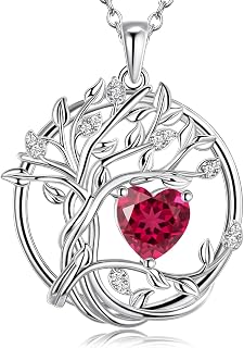 S925 Sterling Silver Tree Of Life Birthstone Necklace Jewelry For Women