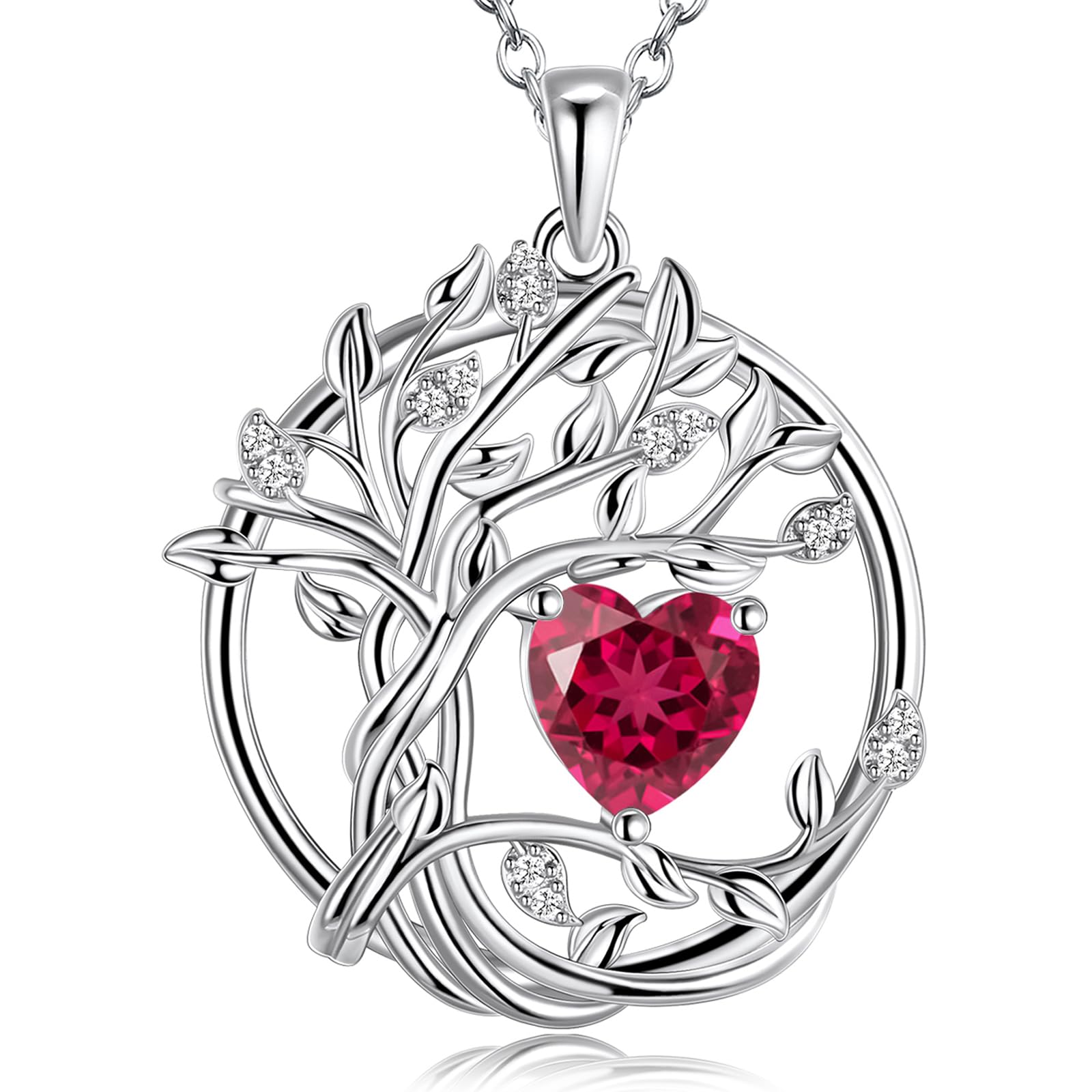 S925 Sterling Silver Tree Of Life Birthstone Necklace Jewelry For Women