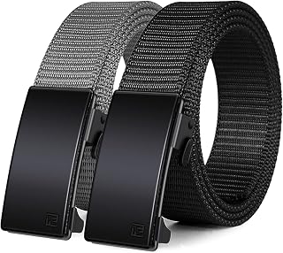 WONDAY Ratchet Belts for Men, 2 Pack Nylon No-Hole Adjustable