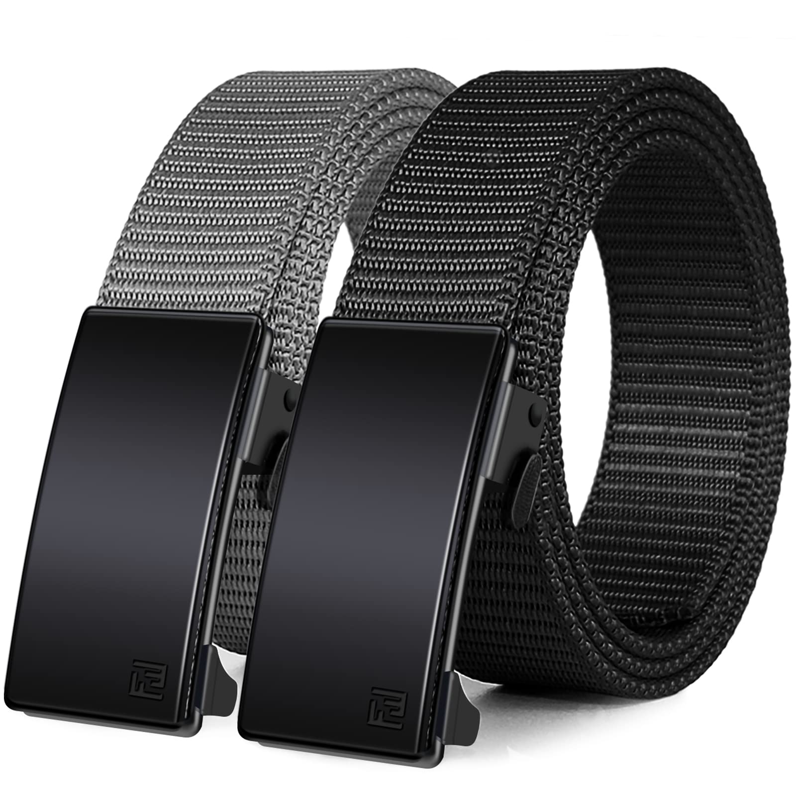 WONDAY Ratchet Belts for Men, 2 Pack Nylon No-Hole Adjustable
