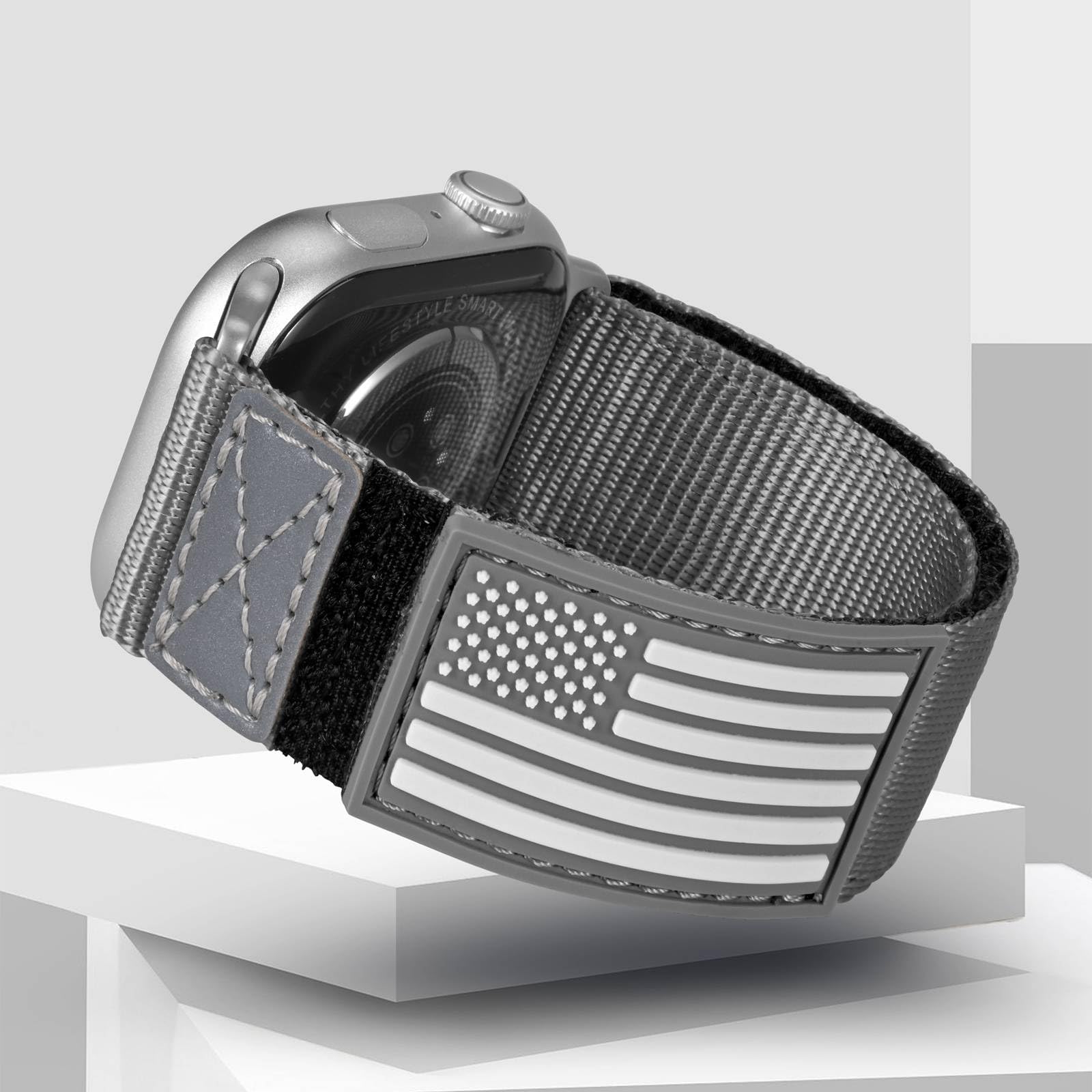Bracelet en nylon robuste compatible avec Apple Watch, Series 3 2 1 49 mm, 46 mm