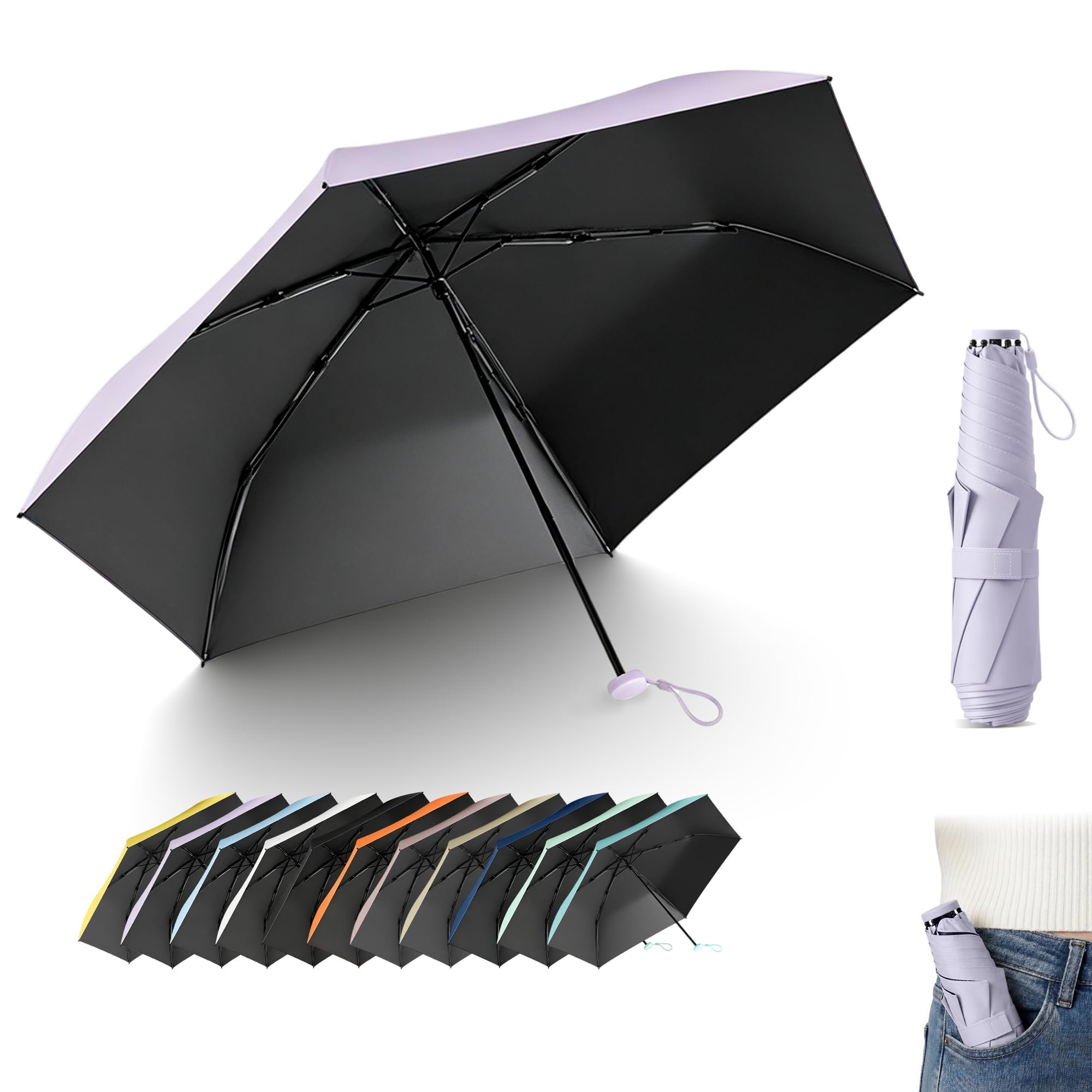 Travel Folding Golf Umbrella, 8 Automatic Ribs Open/Close, Lightweight Compact P