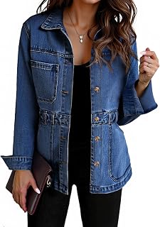 Tankaneo Womens Denim Jacket Distressed Jean Jacket Oversized Shacket
