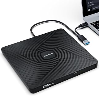 PeroBuno External CD DVD Drive 0.5-inch Ultra-Slim Type-C 3.0 Optical Drive | USB C 3.0 Portable DVD CD ROM Disc Player Reader Writer Rewriter Burner Recorder for Laptop PC MacBook Windows Linux Mac OS