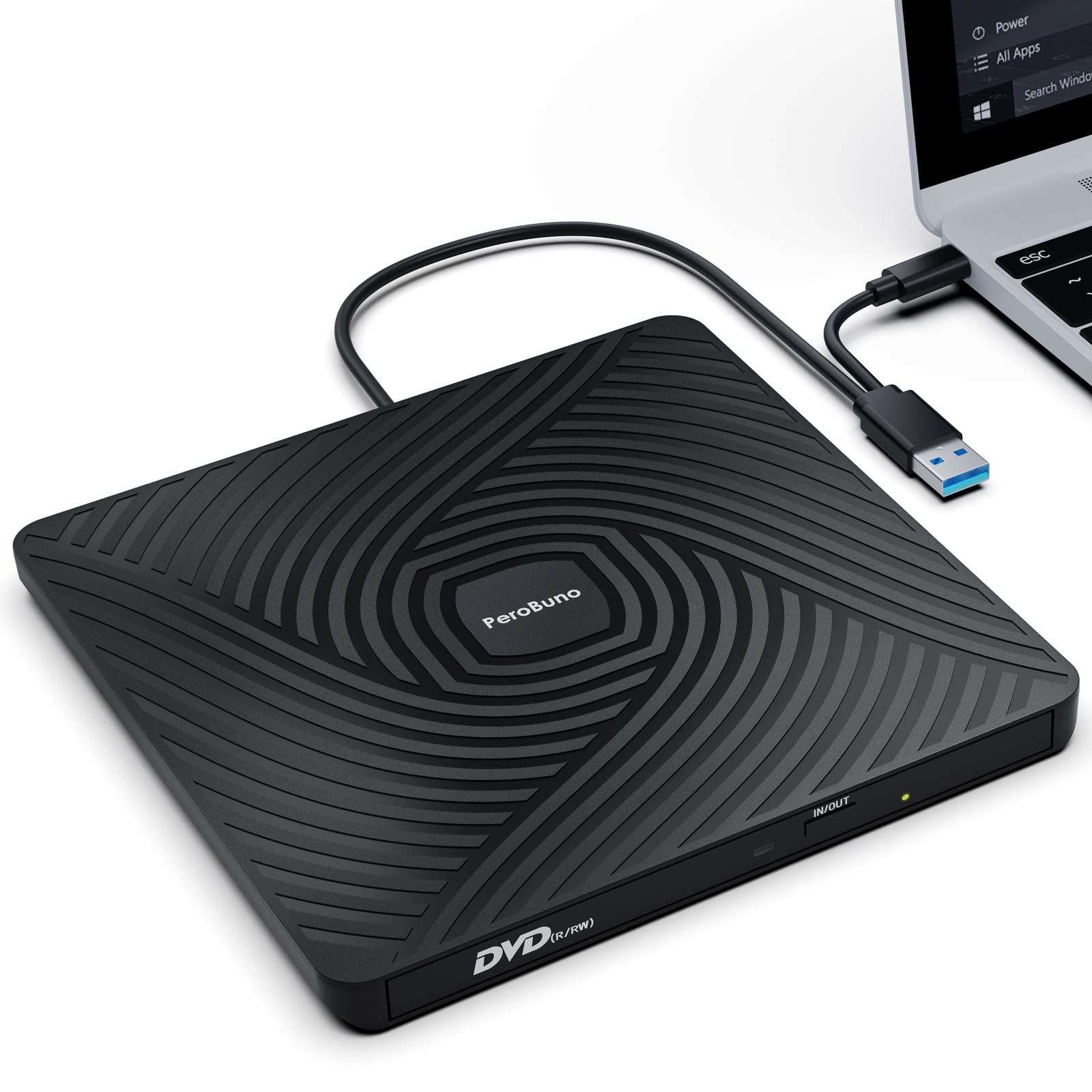 PeroBuno External CD DVD Drive 0.5-inch Ultra-Slim Type-C 3.0 Optical Drive | US