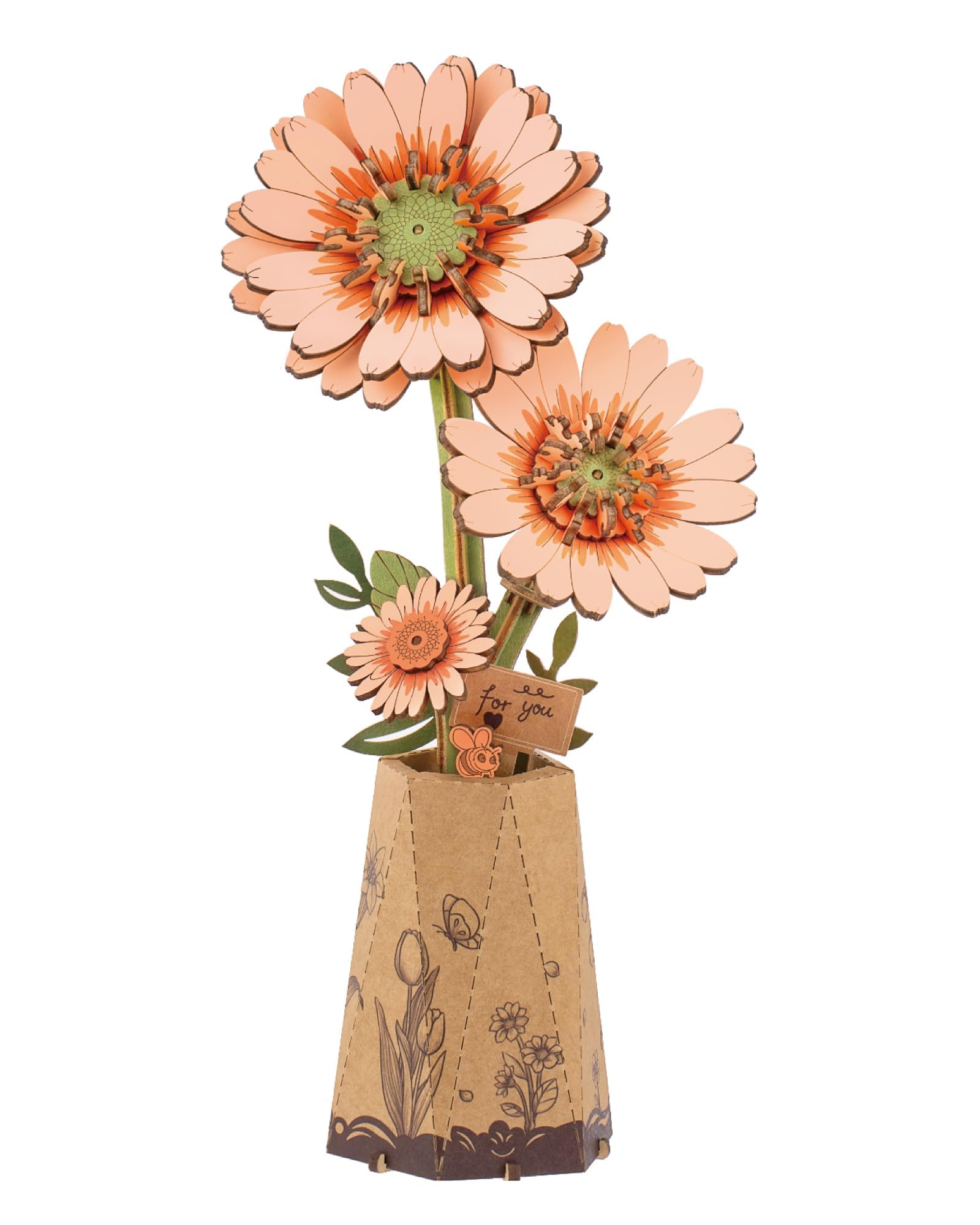 rowood 3D Puzzles for Adults,DIY Wooden Flower Building Craft Kits for Women,Chr