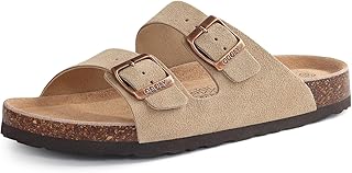 ODOLY Unisex Comfortable Cork Footbed Slide Sandals with Arch Support