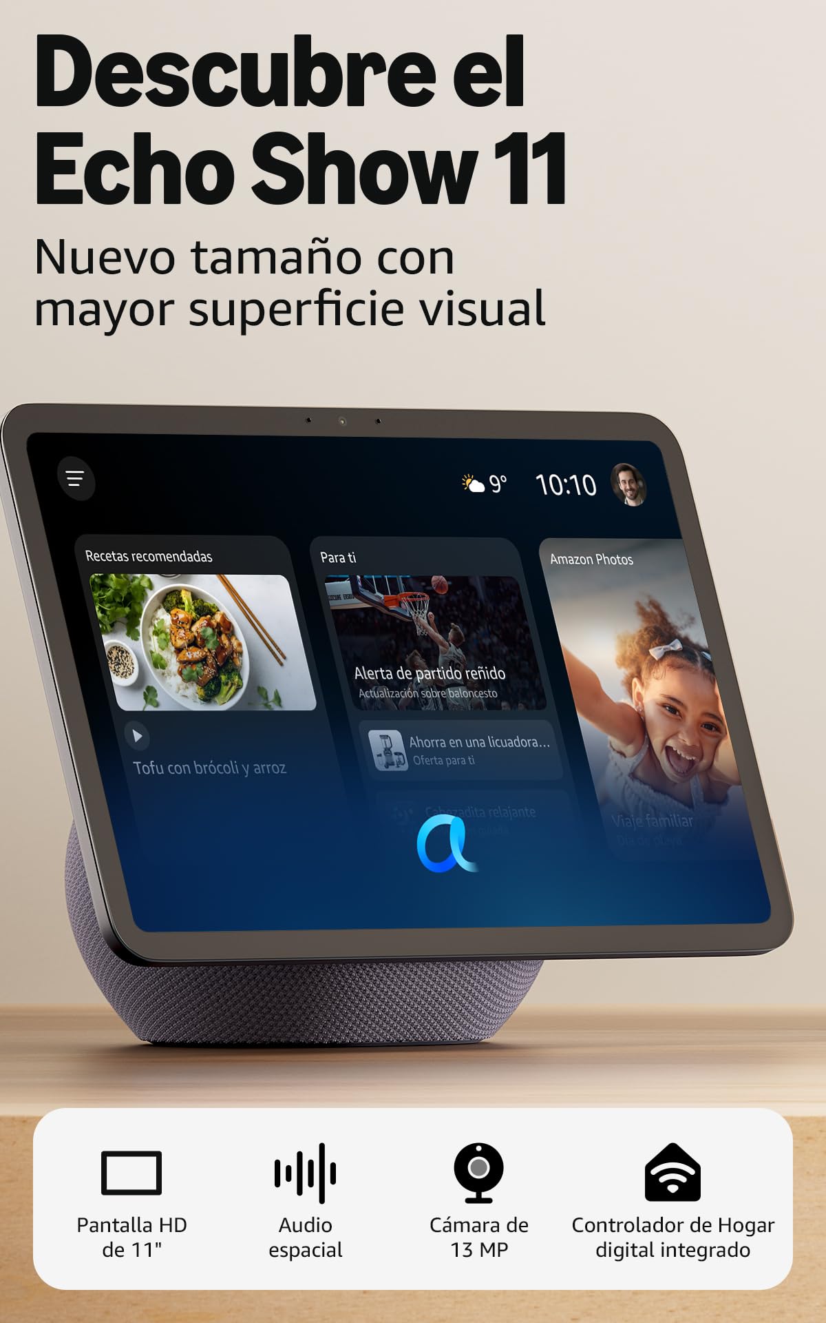 Amazon Echo Show 11 (newest gen), Vibrant Full-HD 11" display with more viewing 