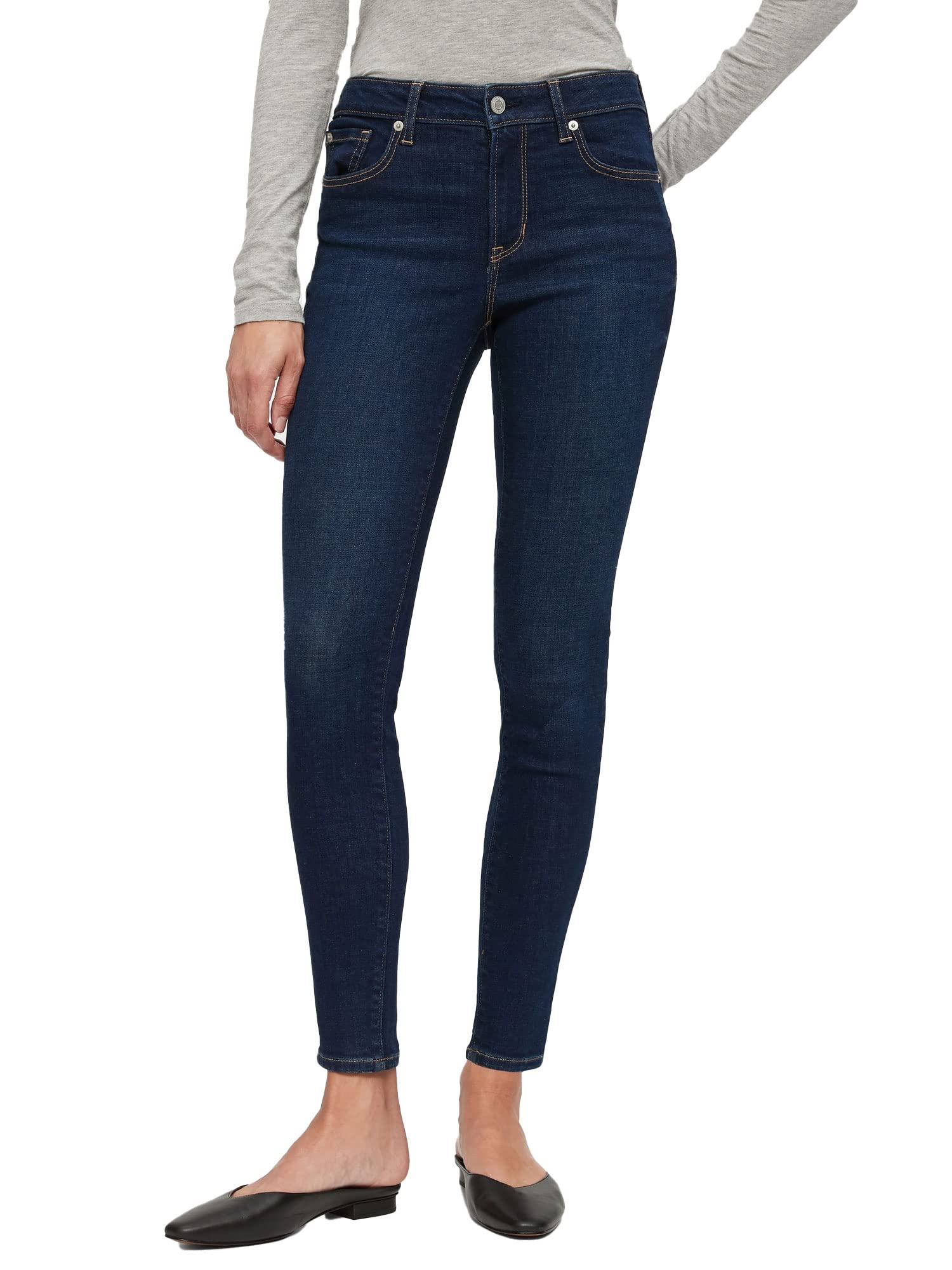 Gap Womens Mid Rise Legging Jeans, Dark Willoughby, 24 Regular US