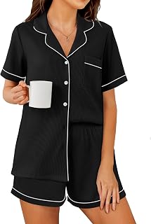 Ekouaer Women's Short Sleeve Sleepwear Soft PJ Set XS-XXL