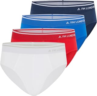 FM London 4-Pack Men's Bamboo Briefs - Soft and Comfortable Underwear Briefs with Tagless Waist - Stretch Fit Pants for Men with No Front Opening