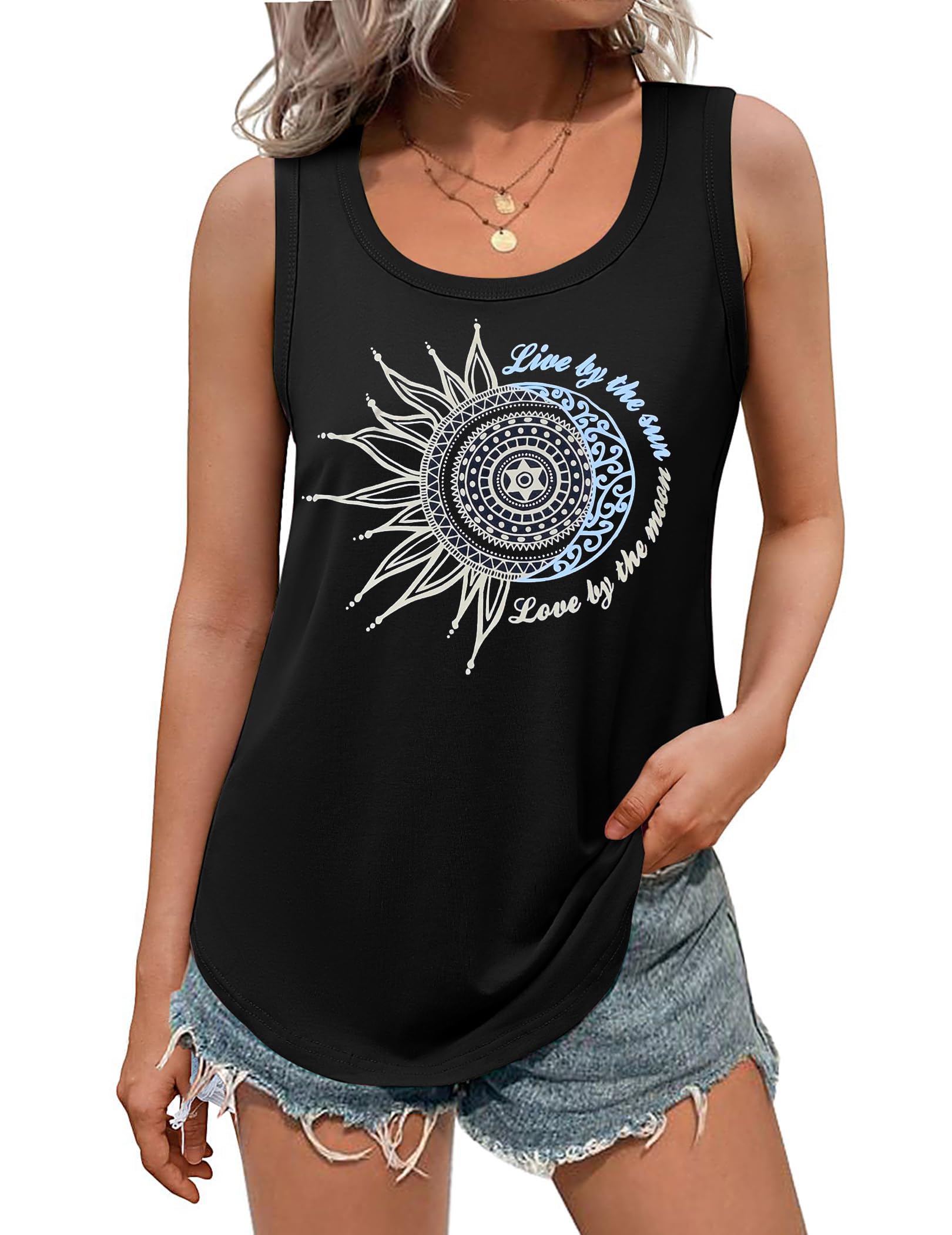 DUOEASE Tops Women's Summer 2025 Basic Sleeveless Crew Neck Tank Top Elegant Loo