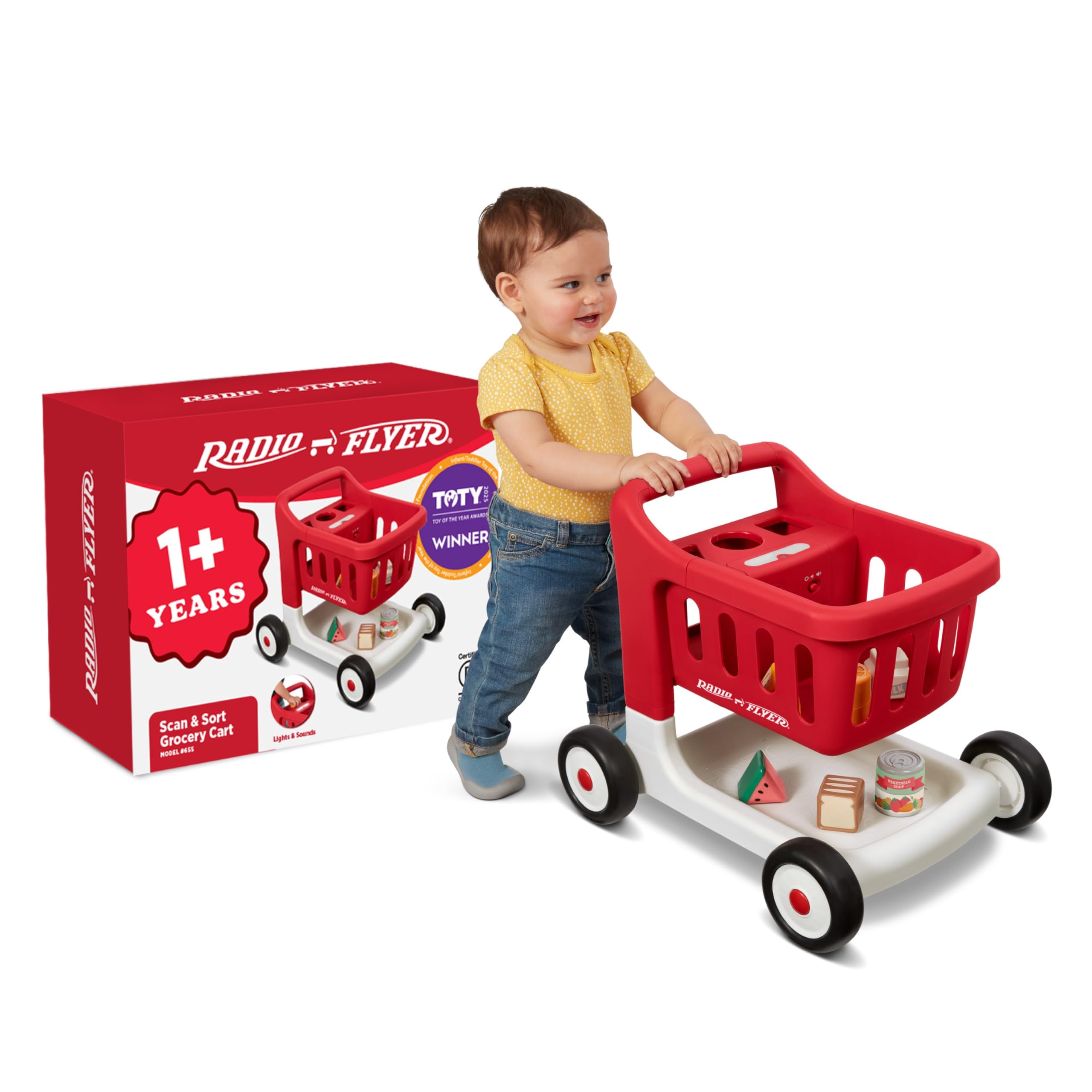 Radio Flyer Scan & Sort Shopping Cart, for Kids 1+, Red, for Indoor Play | Inter
