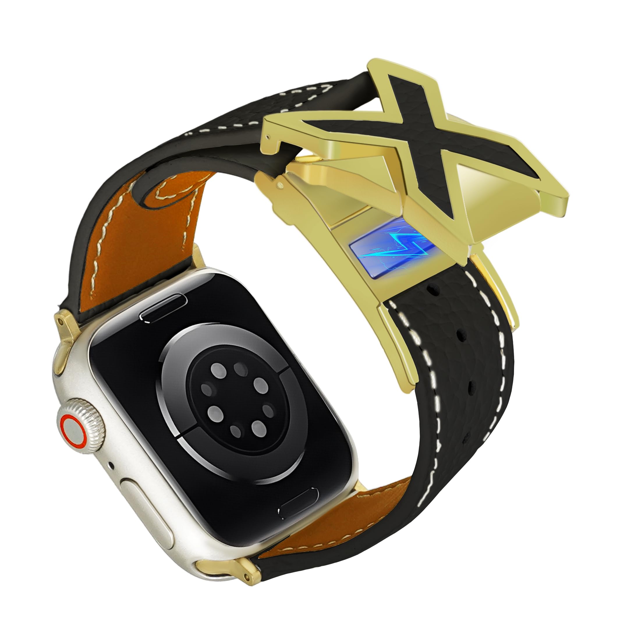 Cinturino magnetico in pelle compatibile con Apple Watch 40 mm, 38 mm, 44 mm, 45