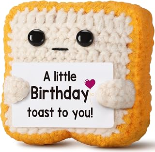 A little Birthday Toast to you - Funny Happy Birthday Gifts for Women, Men, Mom, Dad, Sister, Best Friend - Unique Birthday Decorations Crochet Toast Gift Card for Her Him Coworker Gifts Ideas
