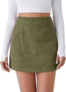 Cicy Bell Womens Corduroy Mini Skirt Casual A-line Skirts with Shorts