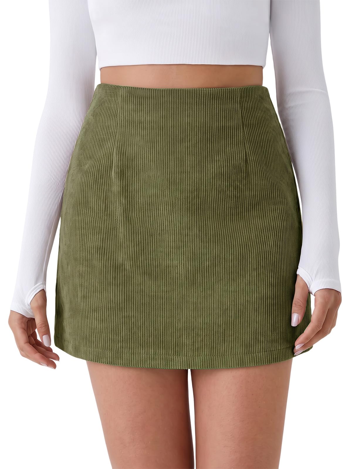 Cicy Bell Womens Corduroy Mini Skirt Casual A-line Skirts with Shorts