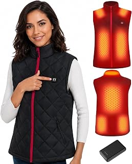 CYCYHEAT Gilet Chauffant Femme 7,4V, Veste Chauffante en Fibre de Carbone