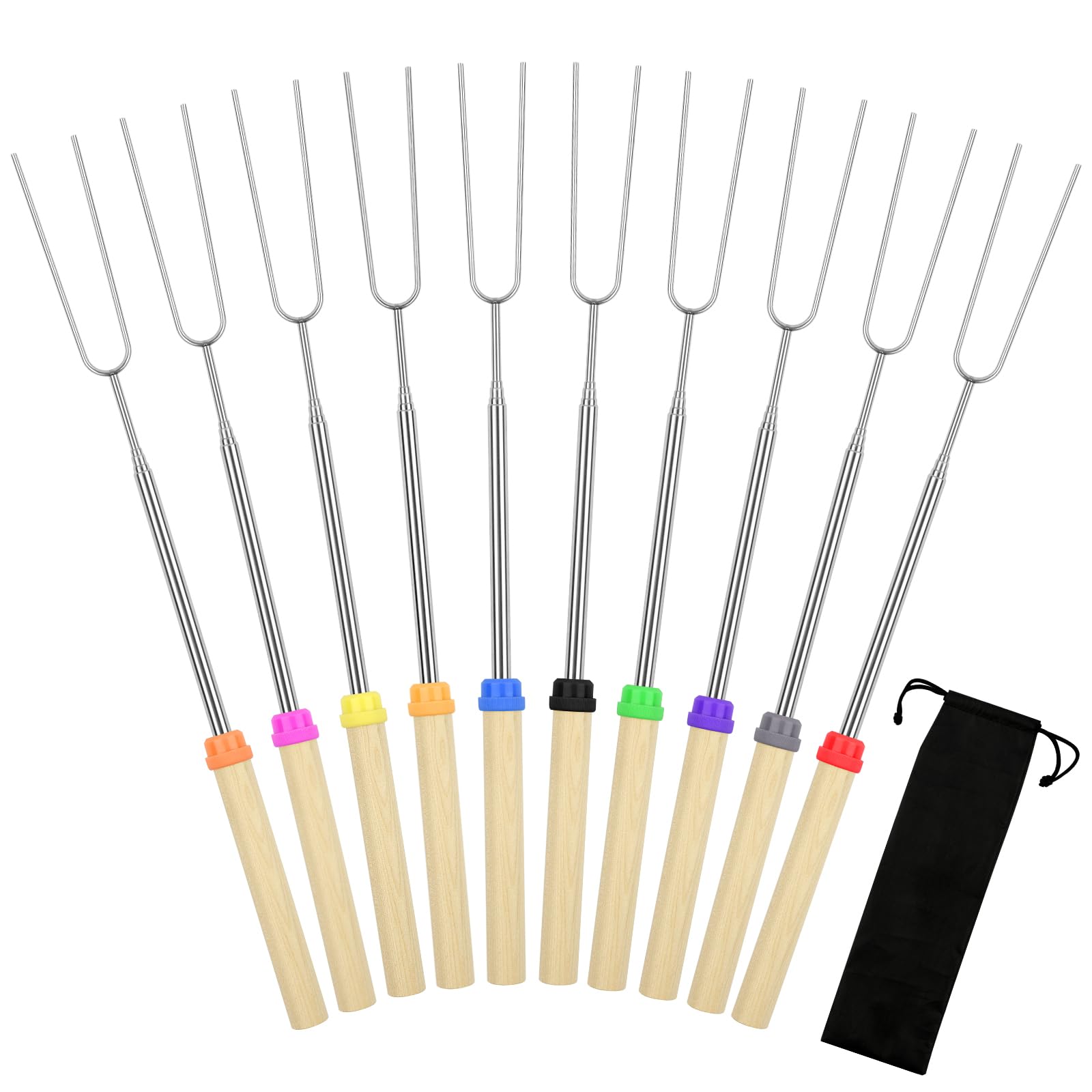 10 Pack Smores Sticks, 32 Inch Marshmallow Roasting Sticks for Fire Pit | Extend