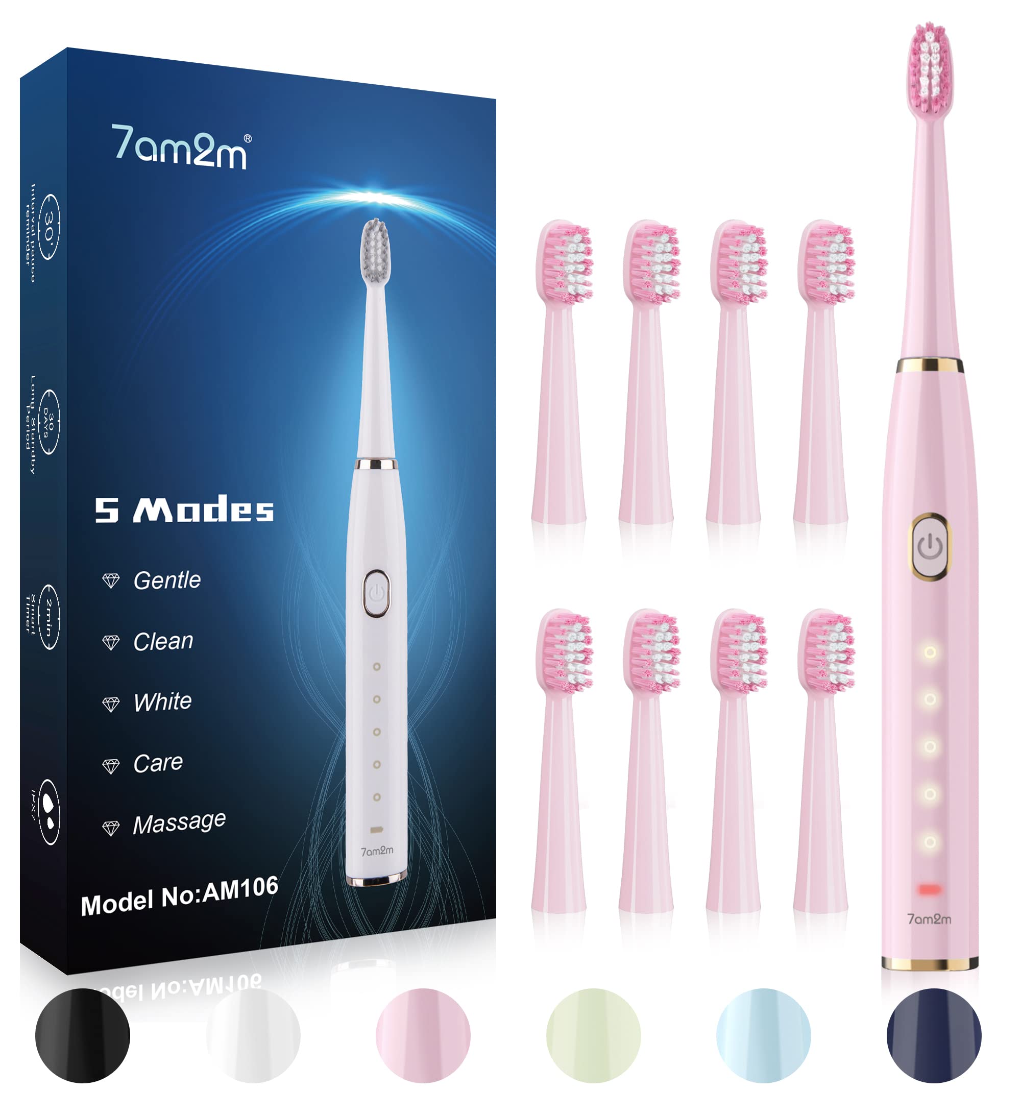 7AM2M Sonic Electric Toothbrush for Adults | High Power Rechargeable Toothbrushe