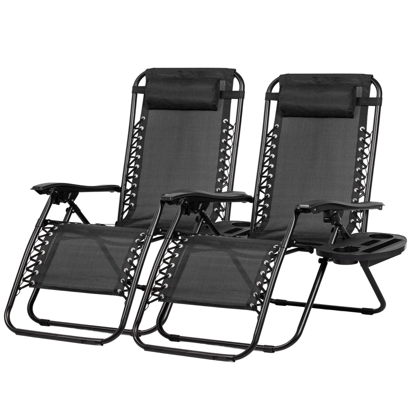 Nazhura Set of 2 Relaxing Recliners Patio Chairs Adjustable Steel Mesh Zero Grav
