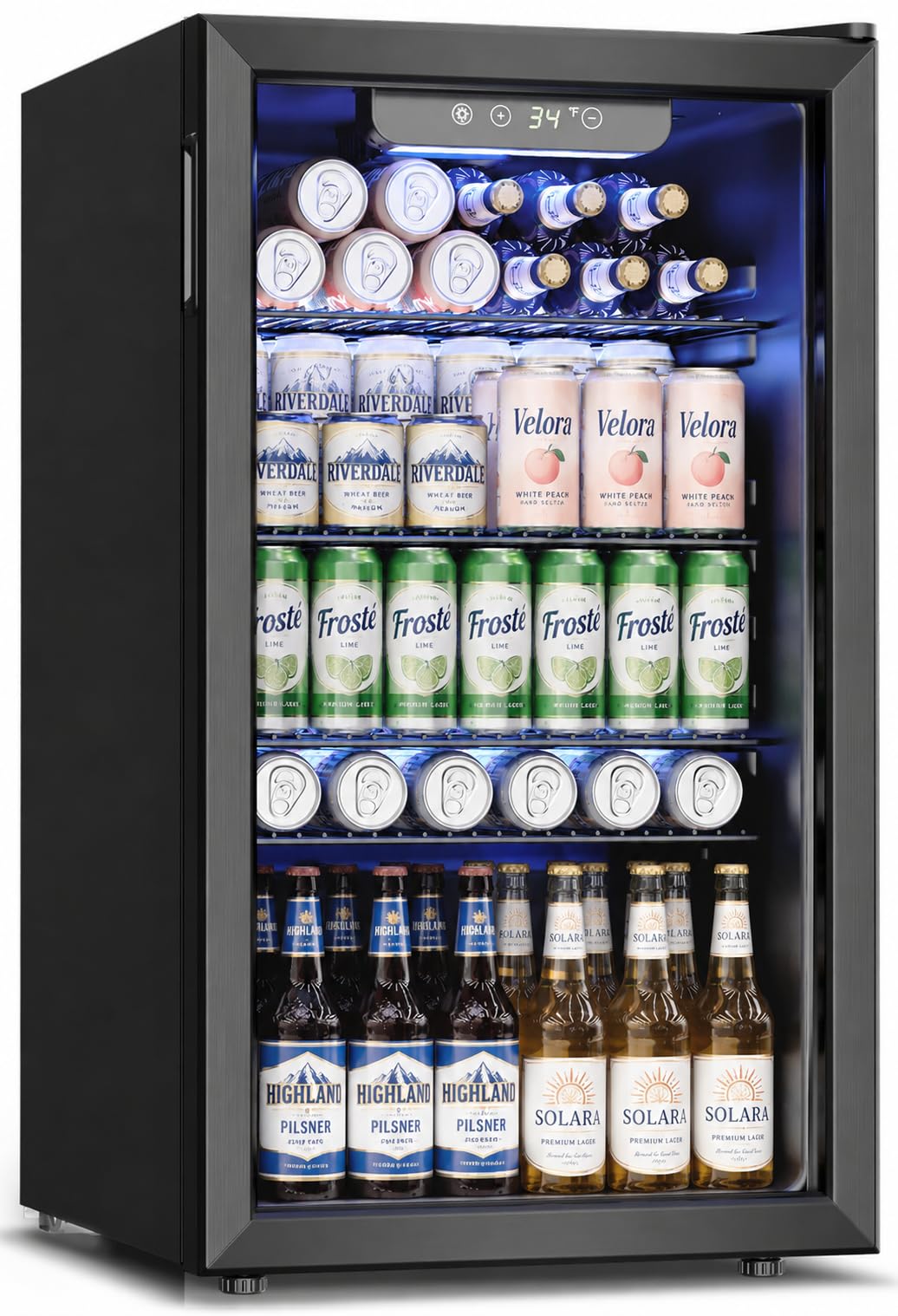 Feelfunn 3.2 Cu. Ft. Beverage Refrigerator, 126-Can Mini Fridge, 34-64°F | Glass
