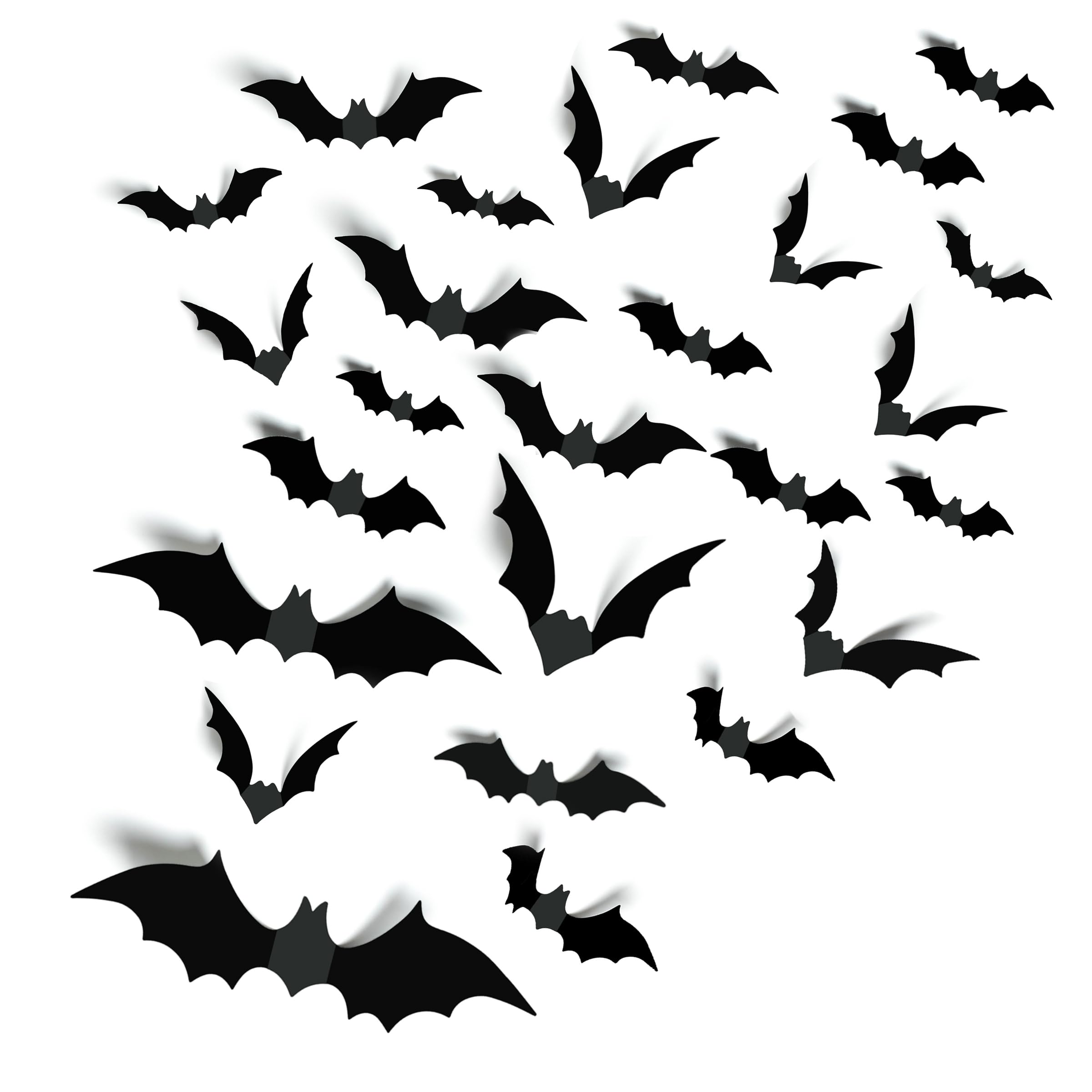140Pcs 3D Bats Halloween Decorations Realistic PVC Wall Decor | Black Scary Bat 