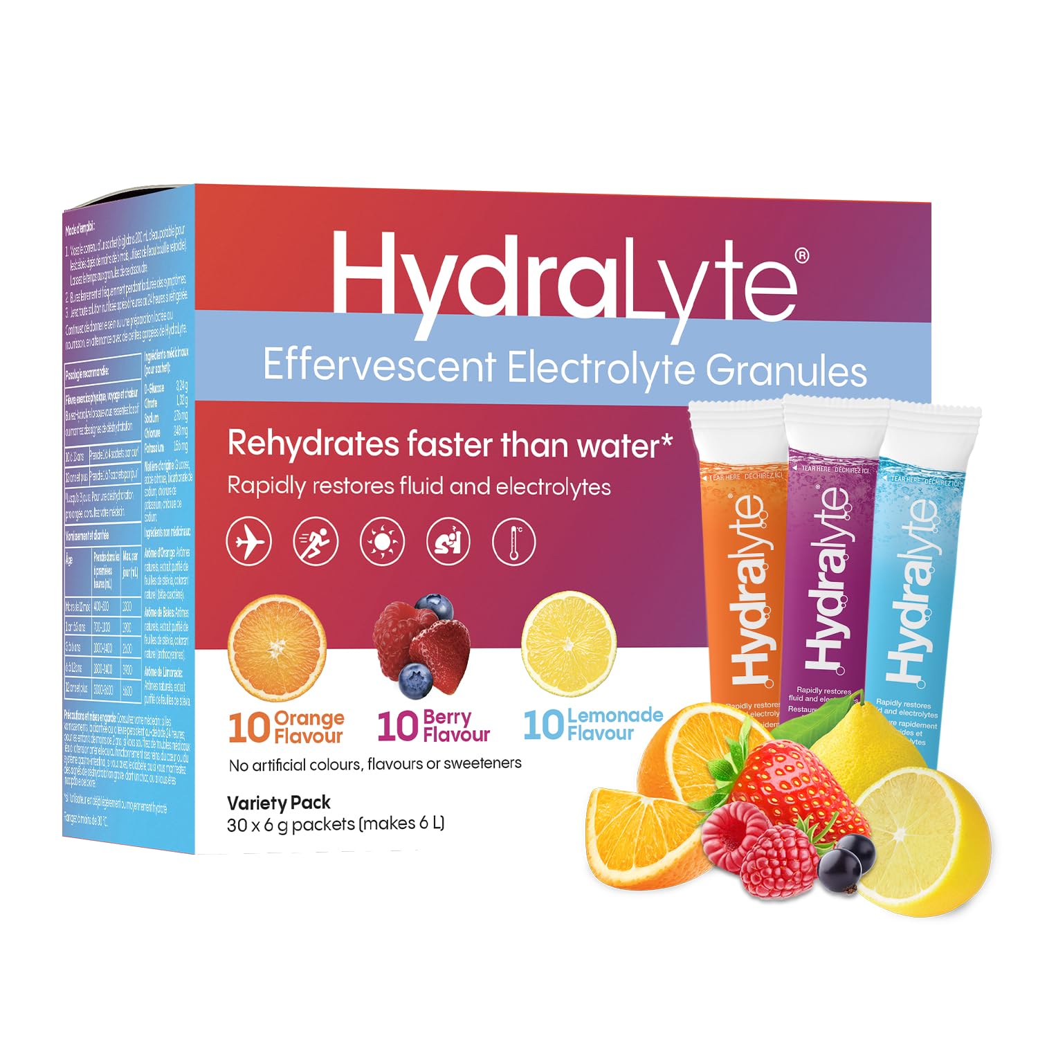 HydraLyte Electrolyte Powder, Low Sugar Electrolyte Packets Designed for Rapid H