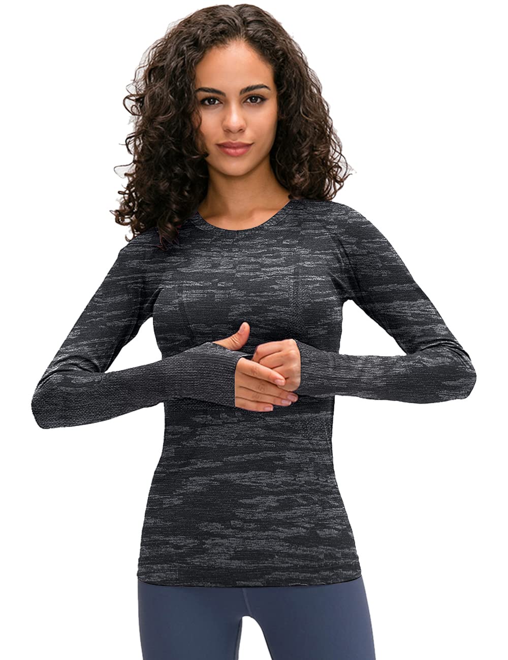 LUYAA Women's Workout Tops Long Sleeve Shirts Yoga Sports Breathable Gym Athleti